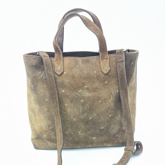 Madewell Suede Purse w metal studs and removable adjustable shoulder strap - Picture 3 of 15